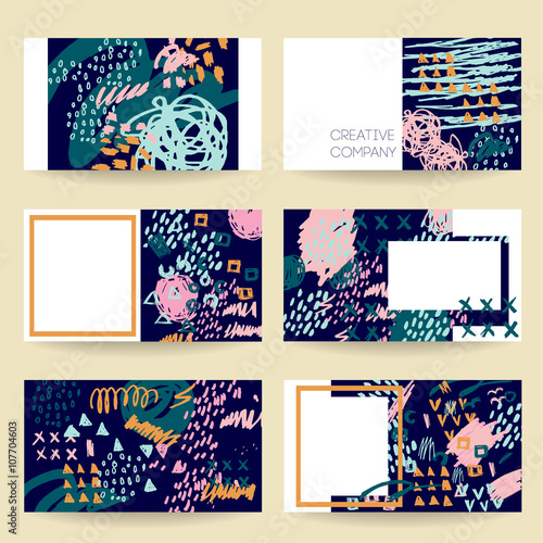 Template of designer business or visiting card set.