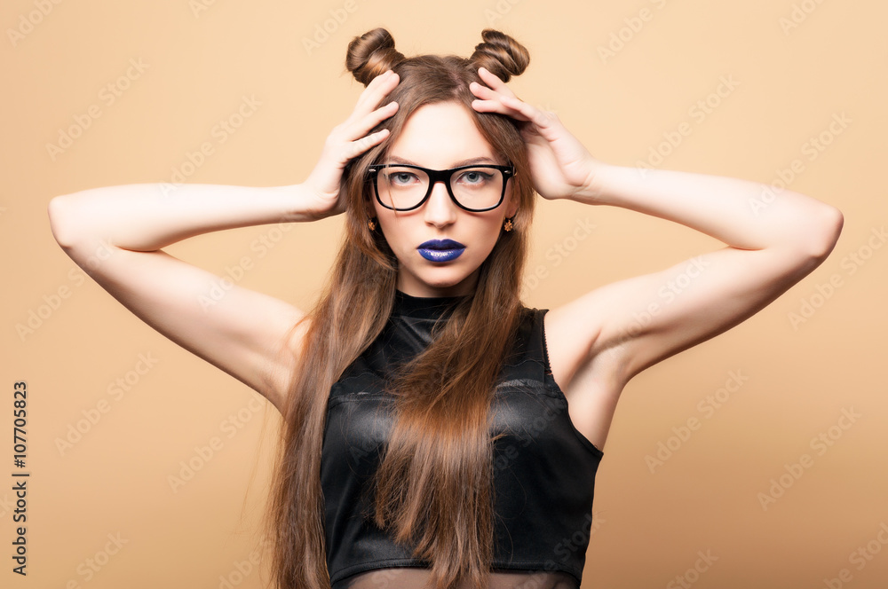 Beautiful young woman in glasses Beautiful young woman in glasses