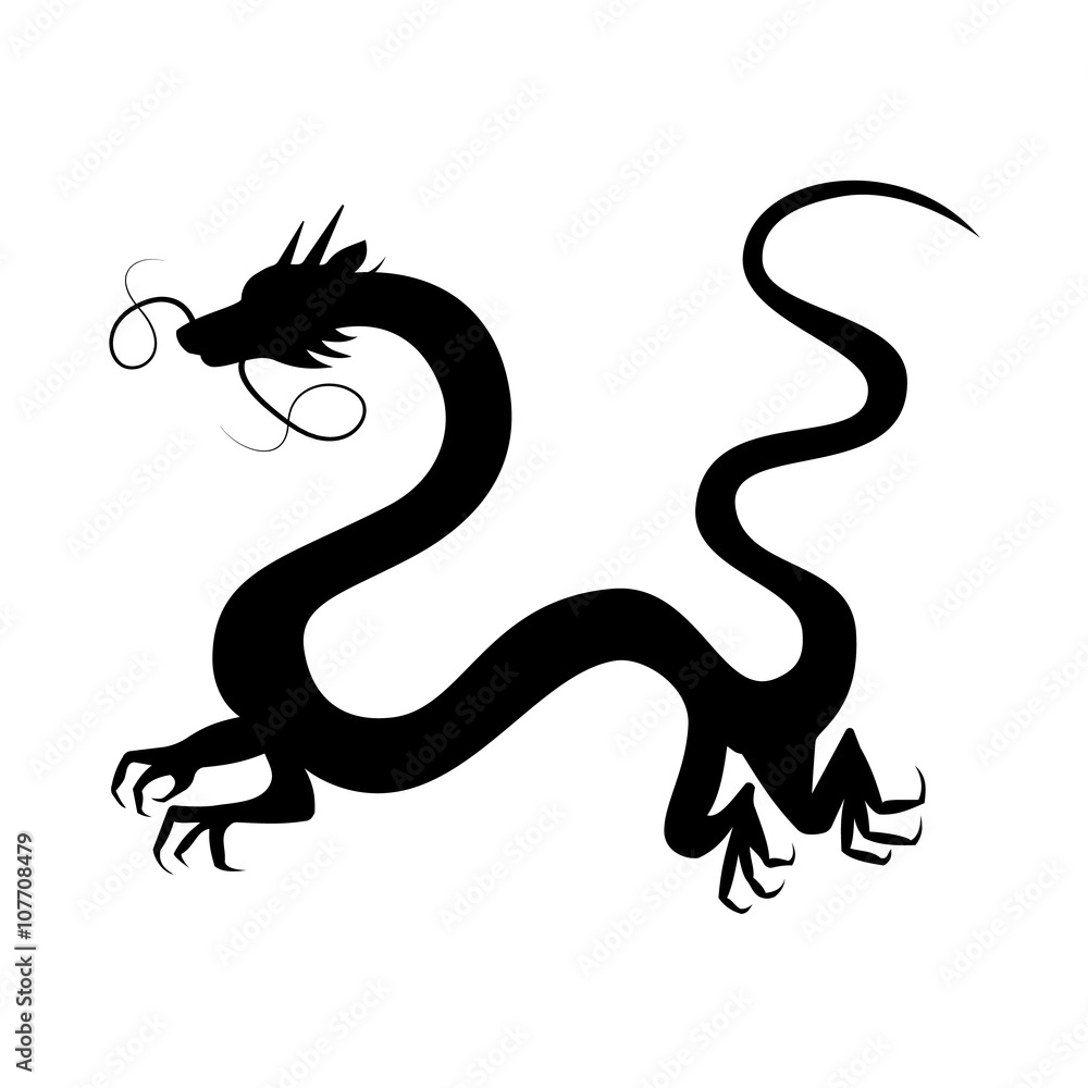 Fototapeta premium Chinese dragon silhouette