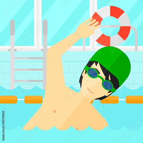 Swimmer training in pool.