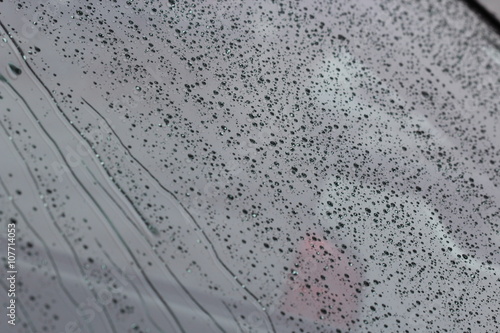 rain drops on car glass in rainy days