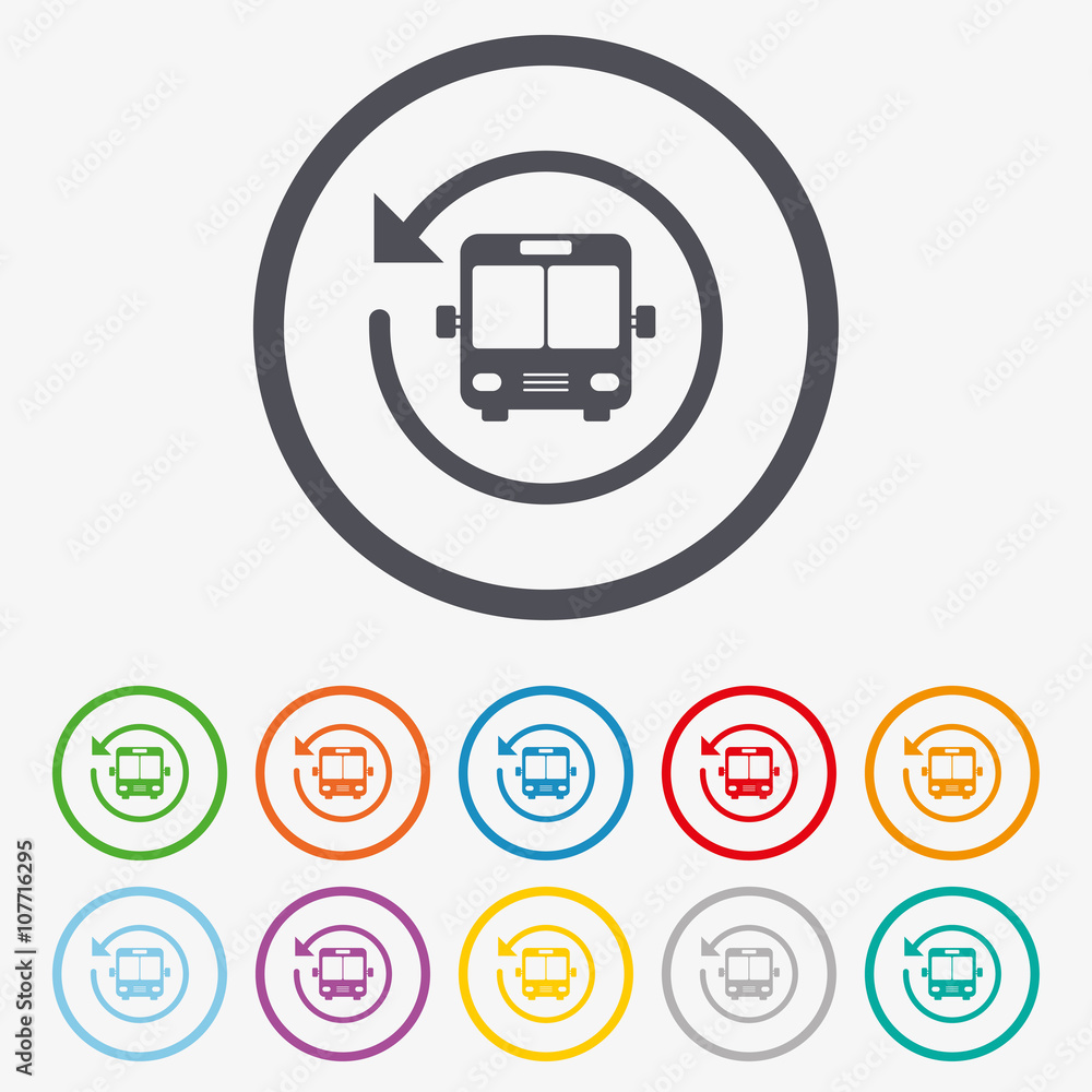 Bus shuttle icon. Public transport stop symbol. Bus shuttle icon. Public transport stop symbol.