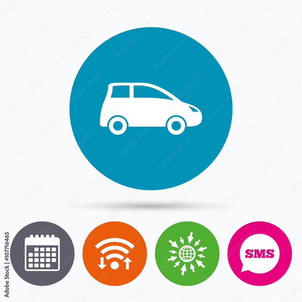 Car sign icon. Hatchback symbol. Car sign icon. Hatchback symbol.