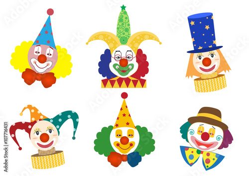 Clown face set,Vector illustrations