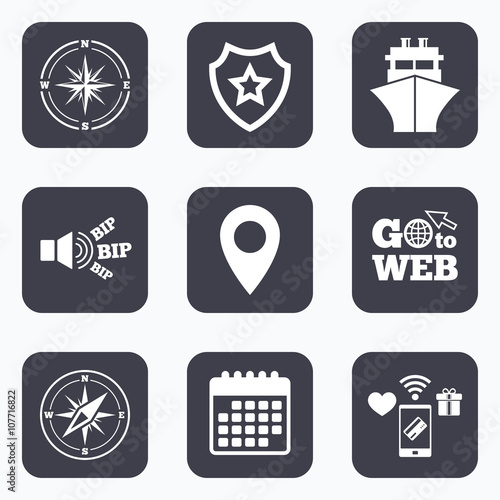 Windrose navigation compass, shipping delivery.