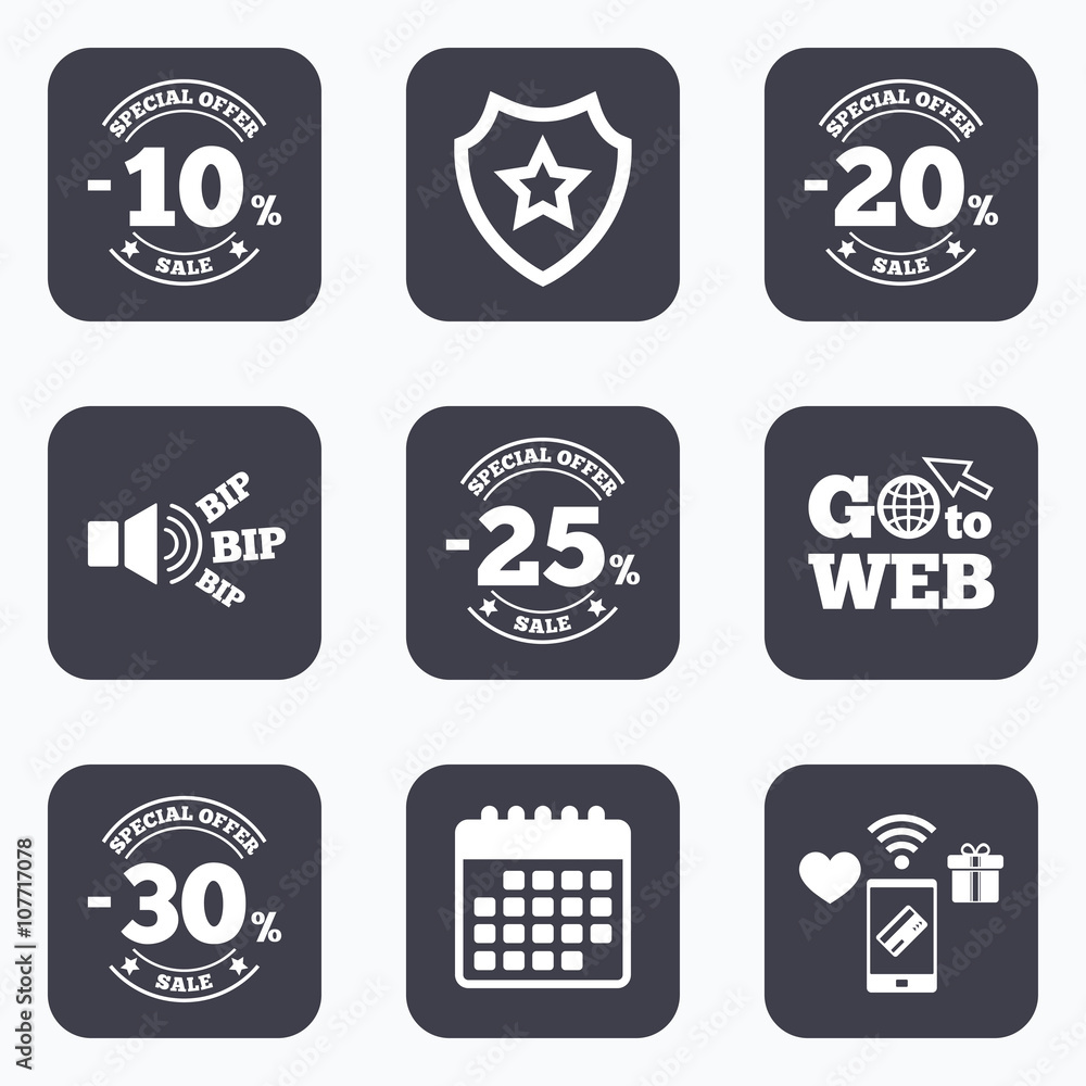 Sale discount icons. Special offer price signs. Sale discount icons. Special offer price signs.