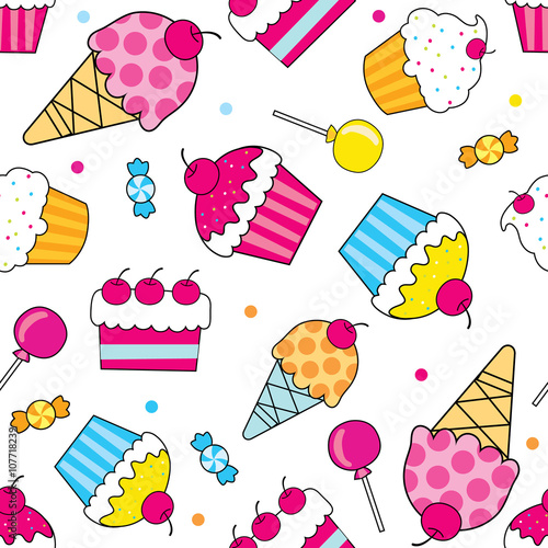 Seamless sweet food icons