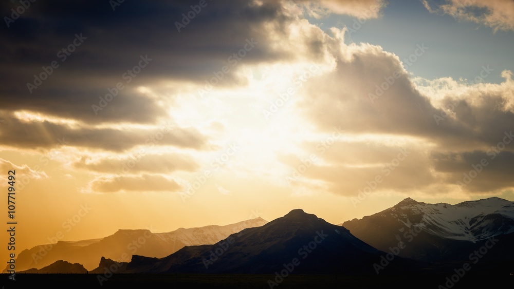 Sunset above mountains