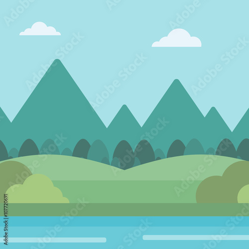 Background of landscape with mountains and river