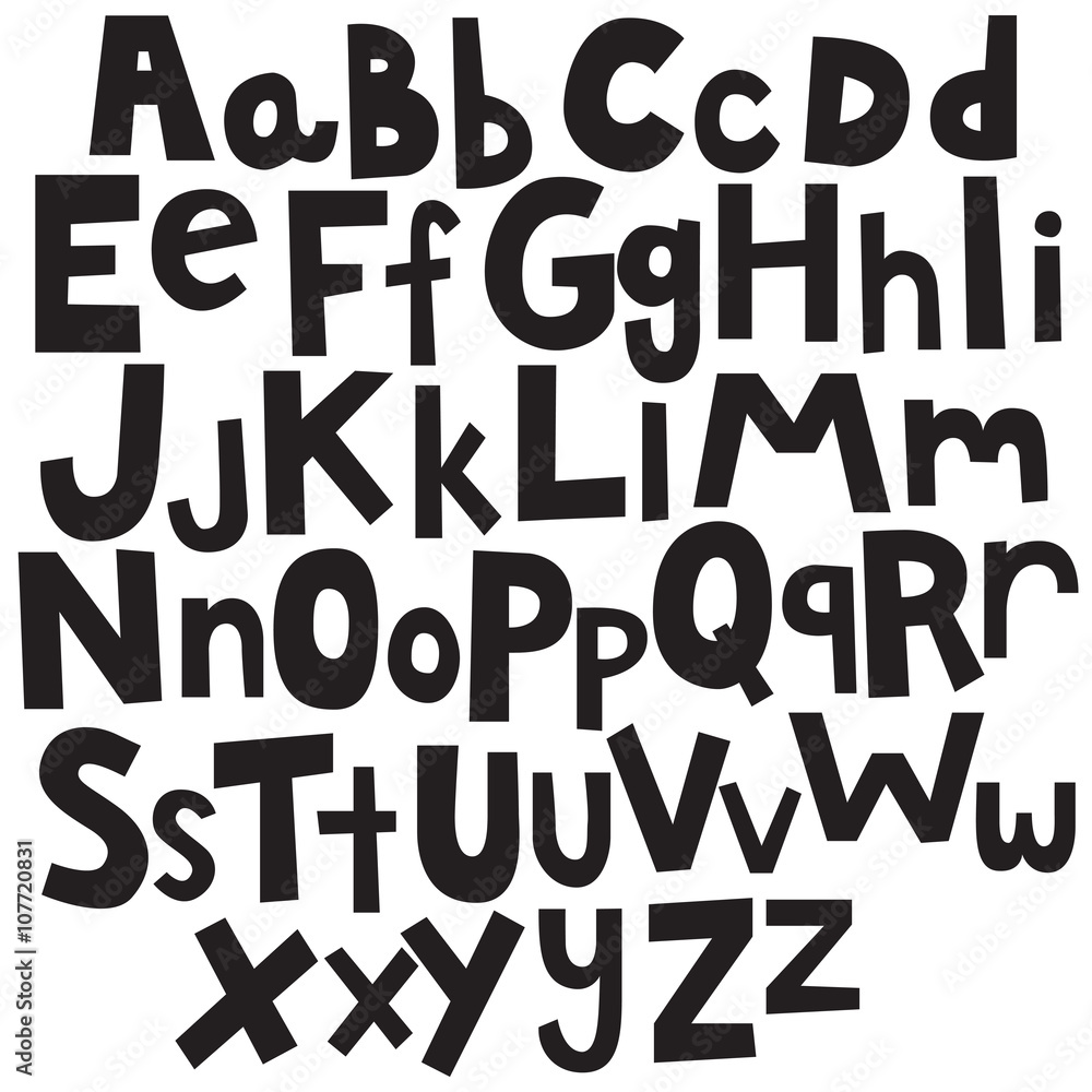 hand drawn doodle alphabet set