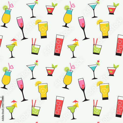 cocktail illustration set seamless pattern