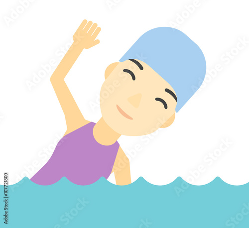 Swimmer training in pool.