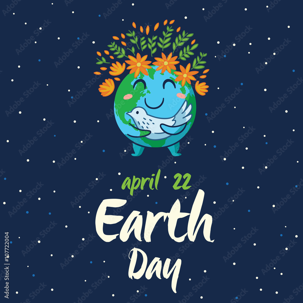 Earth globe vector cartoon card Earth globe vector cartoon card