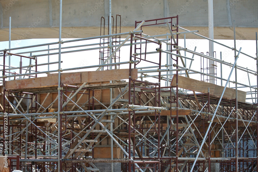 Scaffolding used to support a platform or form work as the temporary structure at the construction site for construction workers to work.
Scaffolding used to support a platform or form work as the temporary structure at the construction site for construction workers to work.
