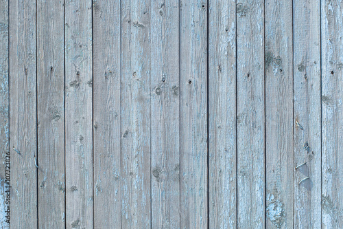 Very old blue wooden fence