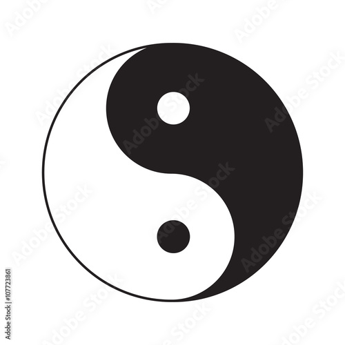 Yin Yang sign icon. White and black. Feng shui symbol. Isolated Flat design style