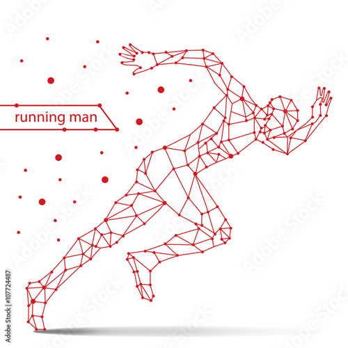 Trendy stylized illustration movement, running man, line vector silhouette of running man