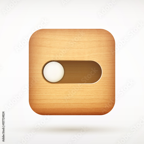 white toggle switch app icon on rounded corner wooden square