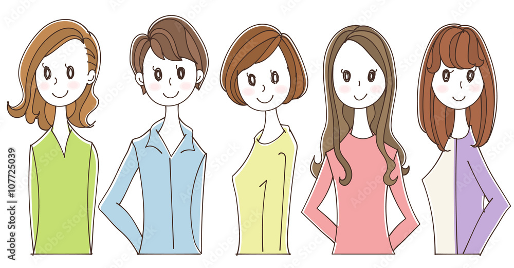 女性グループのイラスト