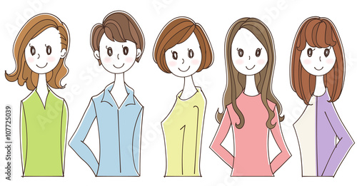 女性グループのイラスト