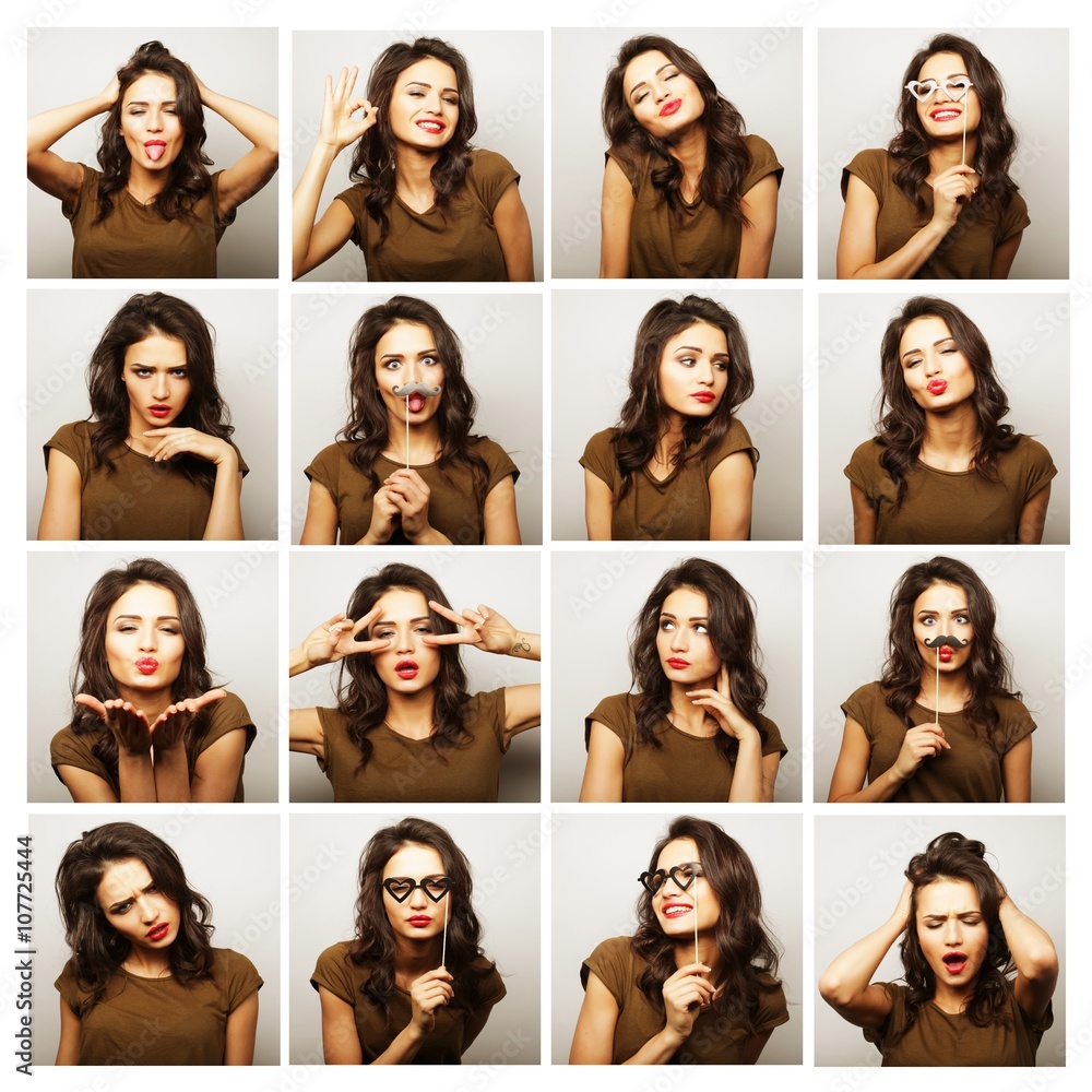 collage of woman different facial expressions collage of woman different facial expressions