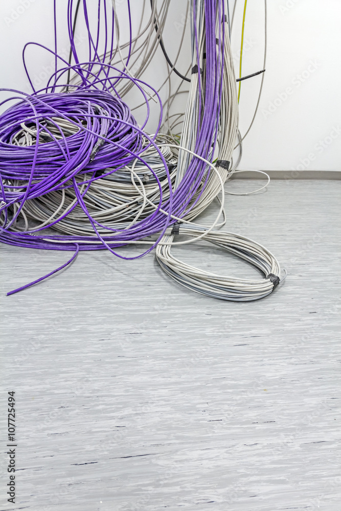 Pile of cables the future control room. Pile of cables the future control room.