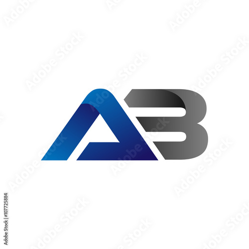 Modern Simple Initial Logo Vector Blue Grey ab