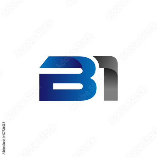Modern SImple Initial Logo Vector Blue Grey bi