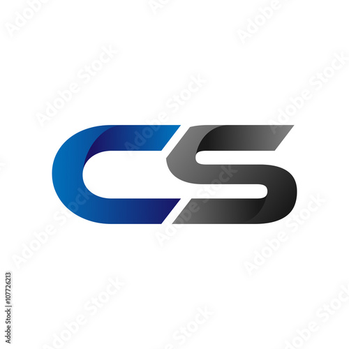 Modern Simple Initial Logo Vector Blue Grey cs