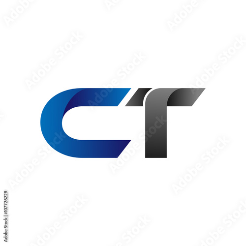 Modern Simple Initial Logo Vector Blue Grey ct