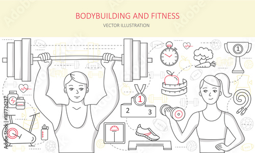 Wallpaper Mural Modern of thin linear concept on a theme sports and fitness.  Torontodigital.ca