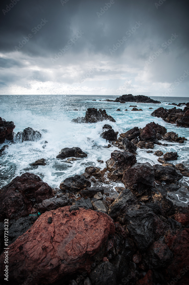 Obraz premium Easter Island rocky coast.