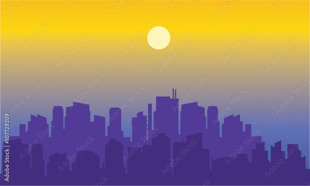 Beautiful city of silhouette Beautiful city of silhouette