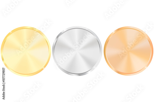 Buttons. Golden, silver, bronze buttons. Web icons