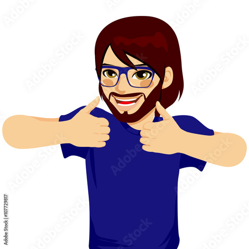 Happy young man with glasse...