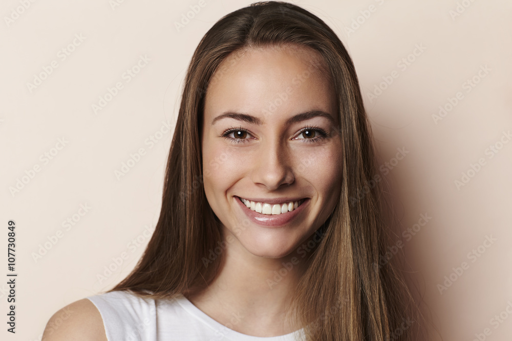 Portrait beautiful brunette model, smiling Portrait beautiful brunette model, smiling
