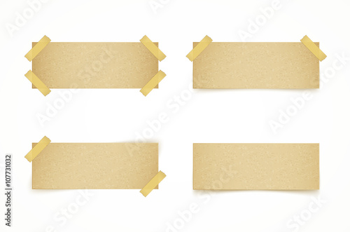 paper labels attached with sticky tape