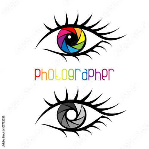Camera shutter in eye design Concept. Photographer.