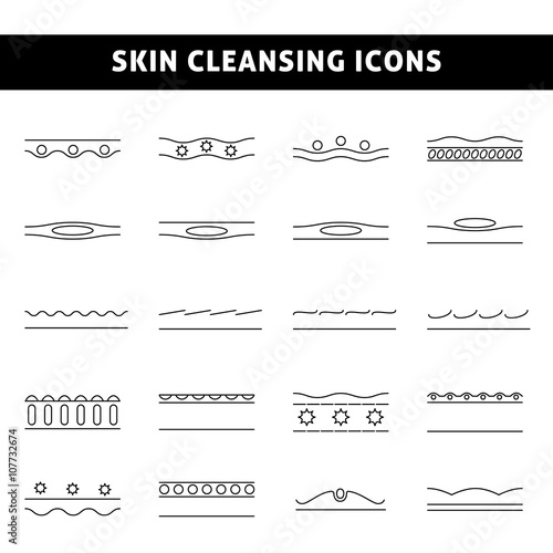 Icons with scheme of cleansing the skin