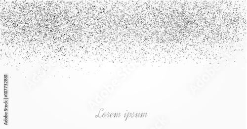 Silver glitter background. Silver sparkles on white background