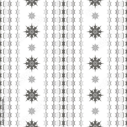 Seamless pattern of star-shaped elements and flowers