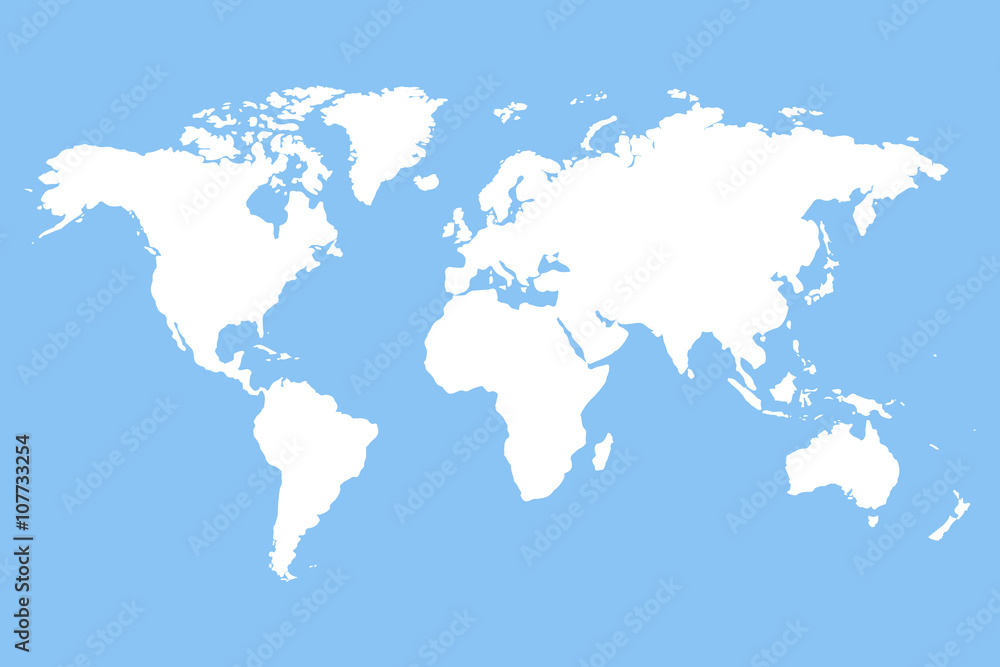 Fototapeta Biała pusta mapa świata