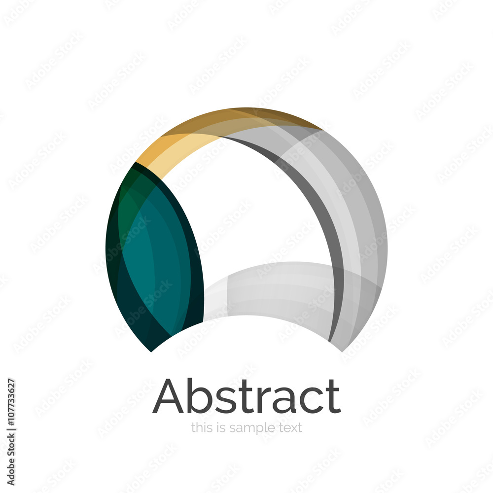 Circle logo. Transparent overlapping swirl shapes. Modern clean business icon Circle logo. Transparent overlapping swirl shapes. Modern clean business icon
