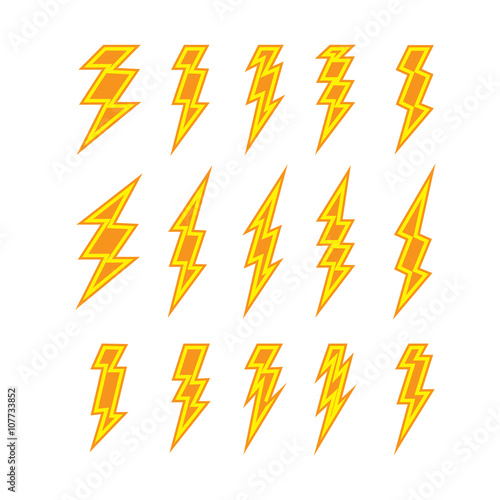 Set of lightning doodle isolated on white background  vector illustration