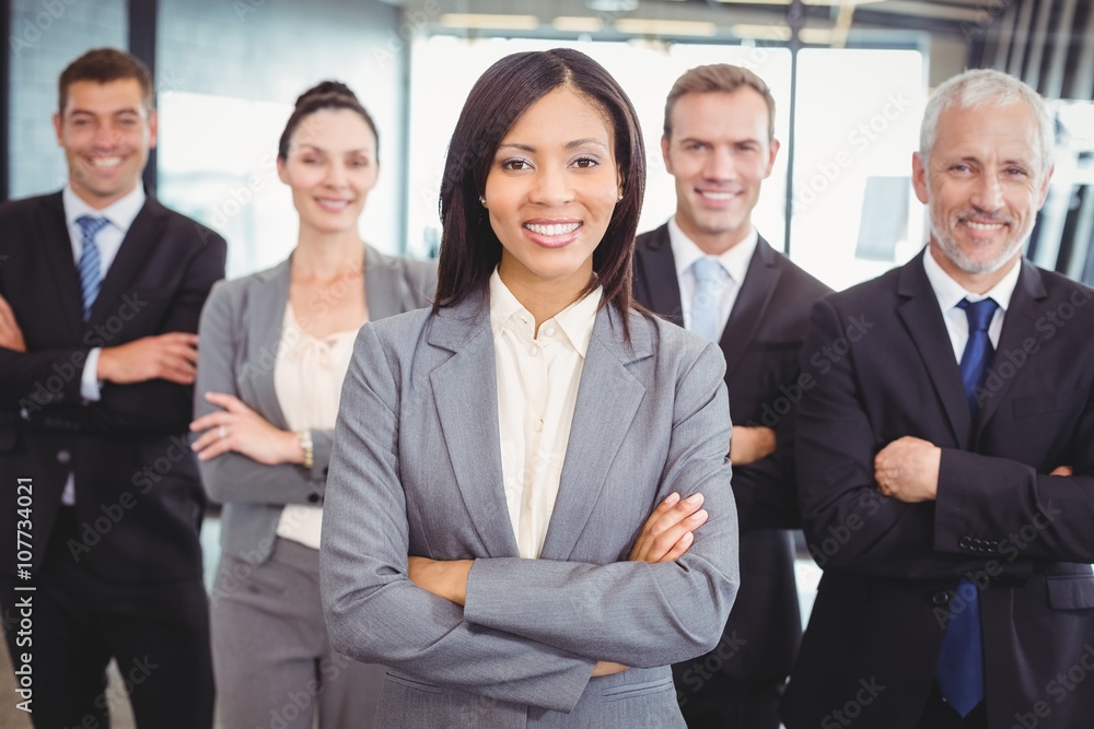 Confident business team in office Confident business team in office