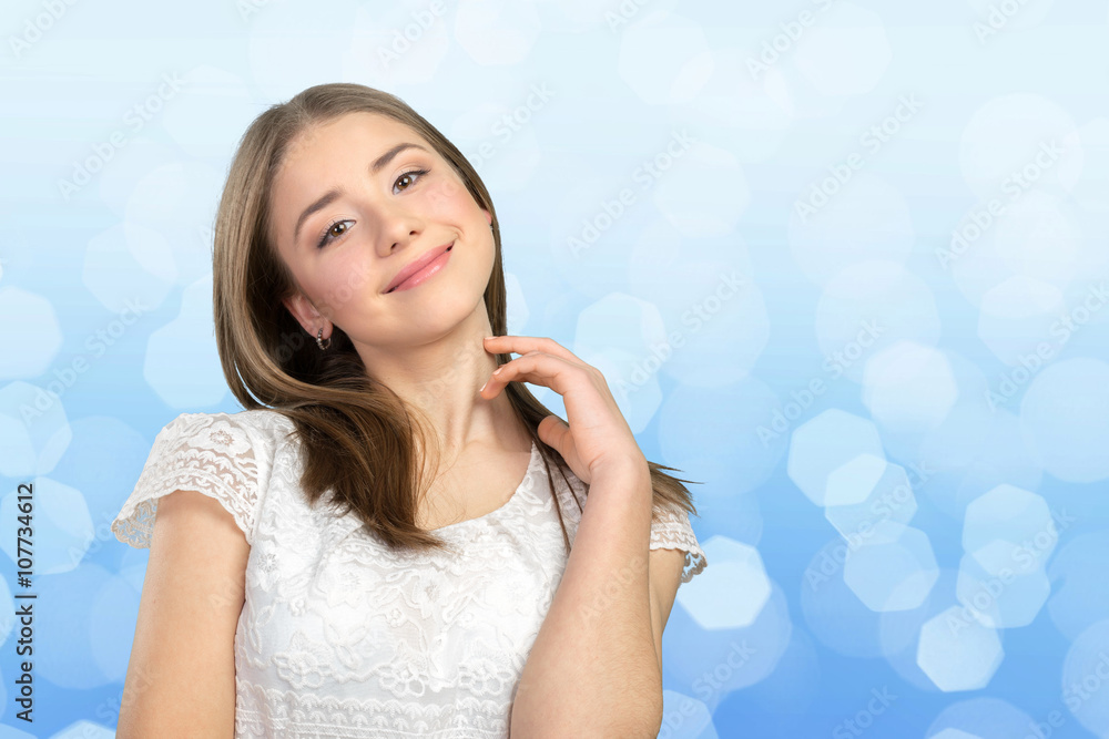 Fototapeta premium Woman smiling with perfect smile