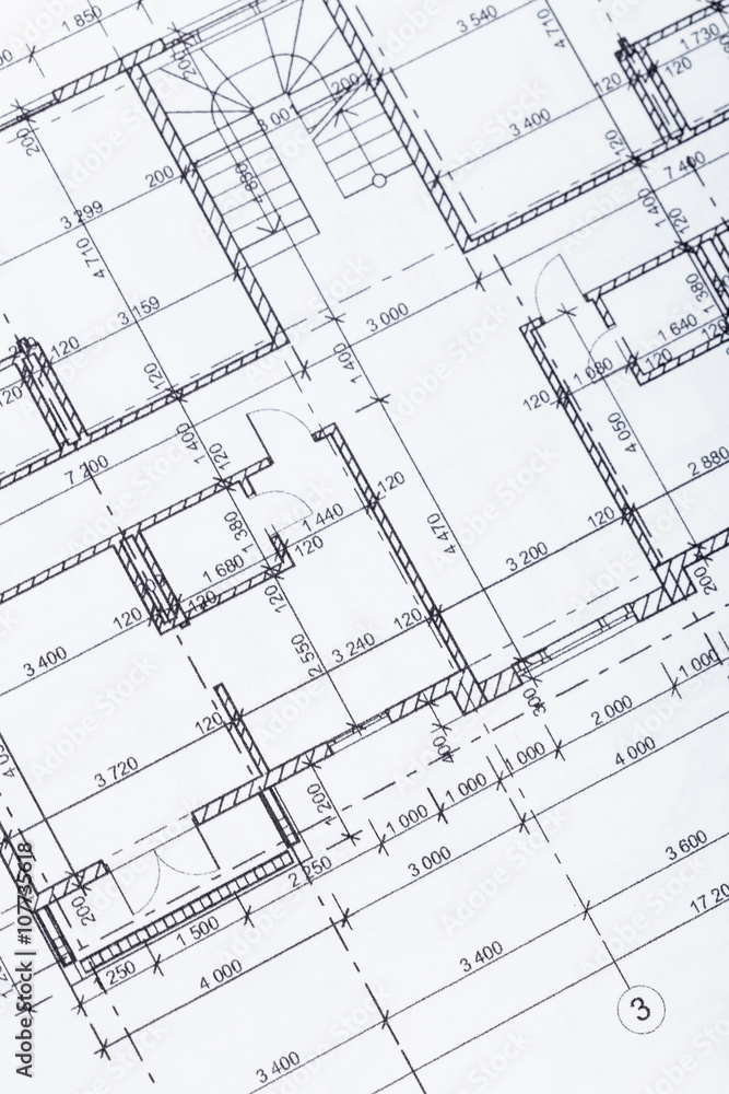 Fototapeta premium Miejsce pracy architekta, widok z góry.