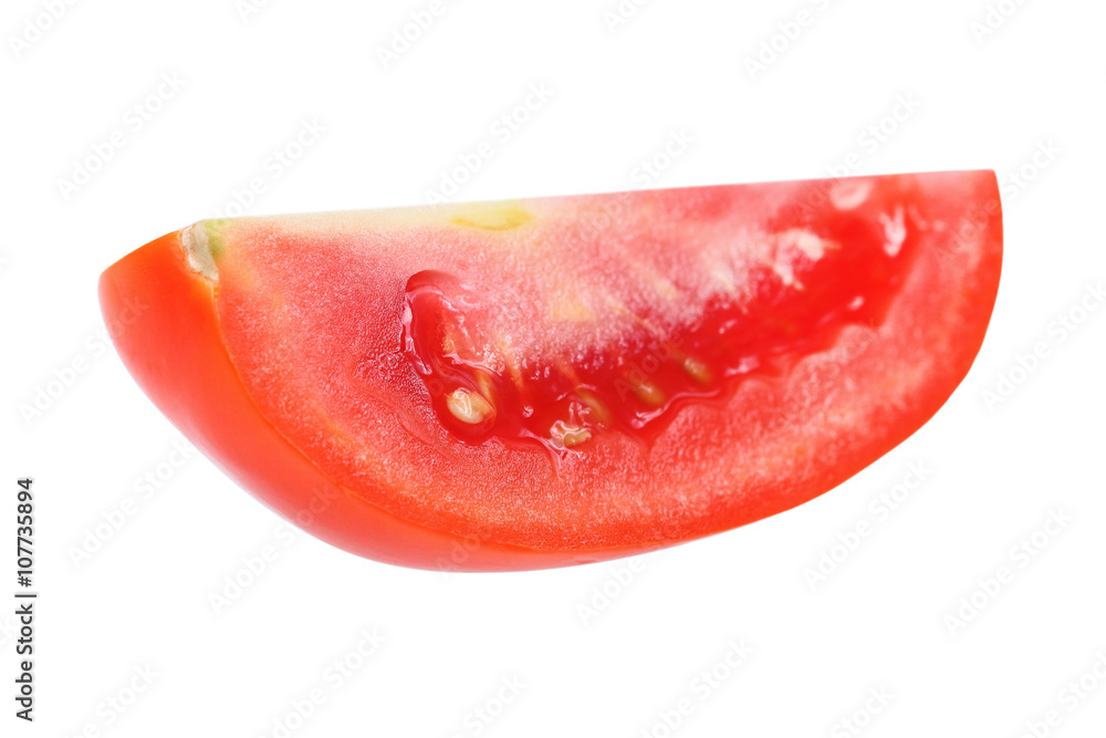 Red tomato wedge isolated on white Red tomato wedge isolated on white