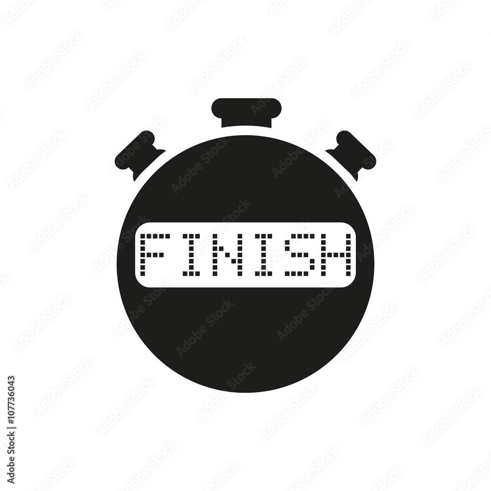 The finish stopwatch icon. Clock and watch, timer, countdown symbol. UI. Web. Logo. Sign. Flat design. App. The finish stopwatch icon. Clock and watch, timer, countdown symbol. UI. Web. Logo. Sign. Flat design. App.