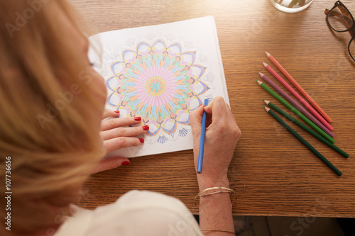 Drawing in adult coloring book